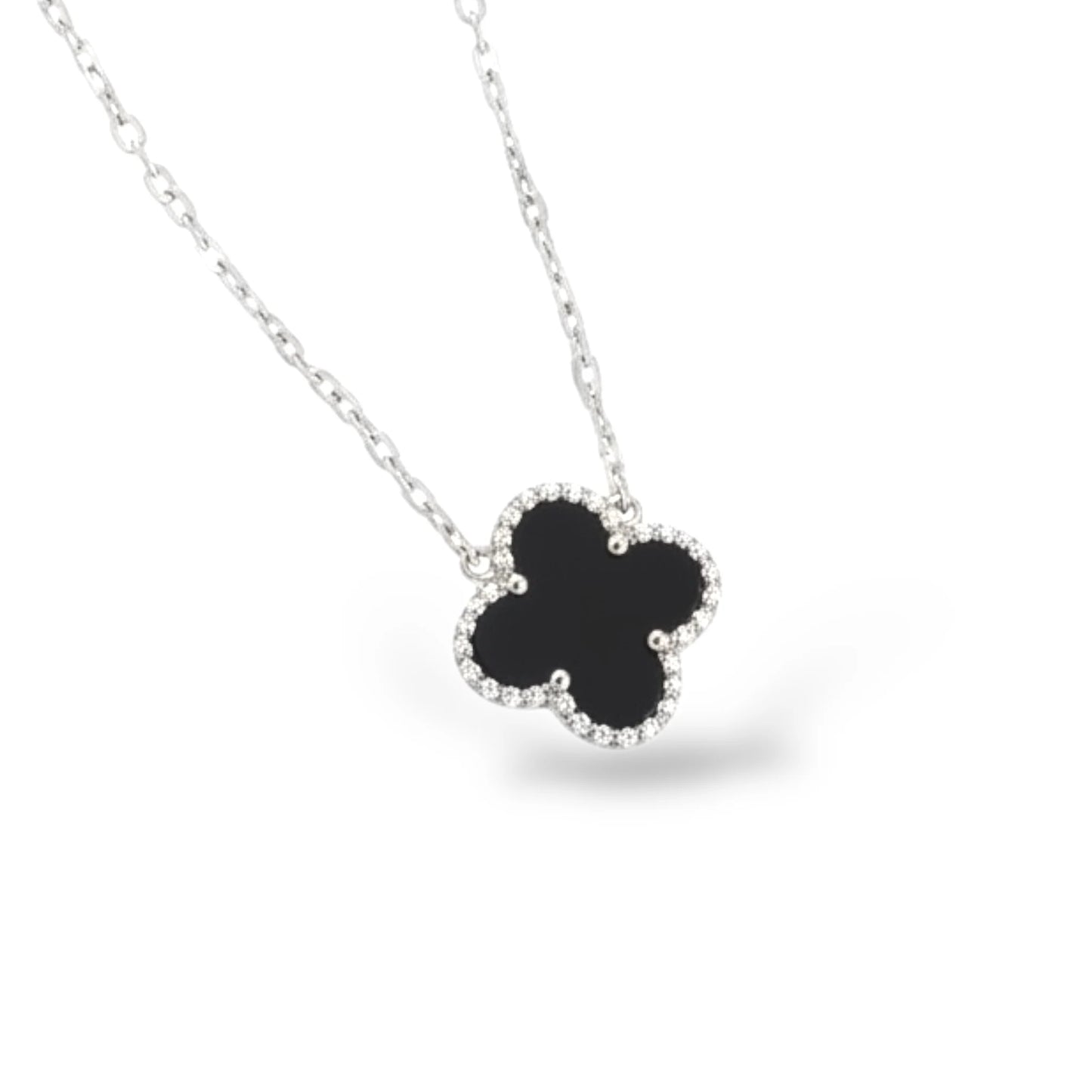 R3CEIVED Clover Necklace – Black Silver Edition