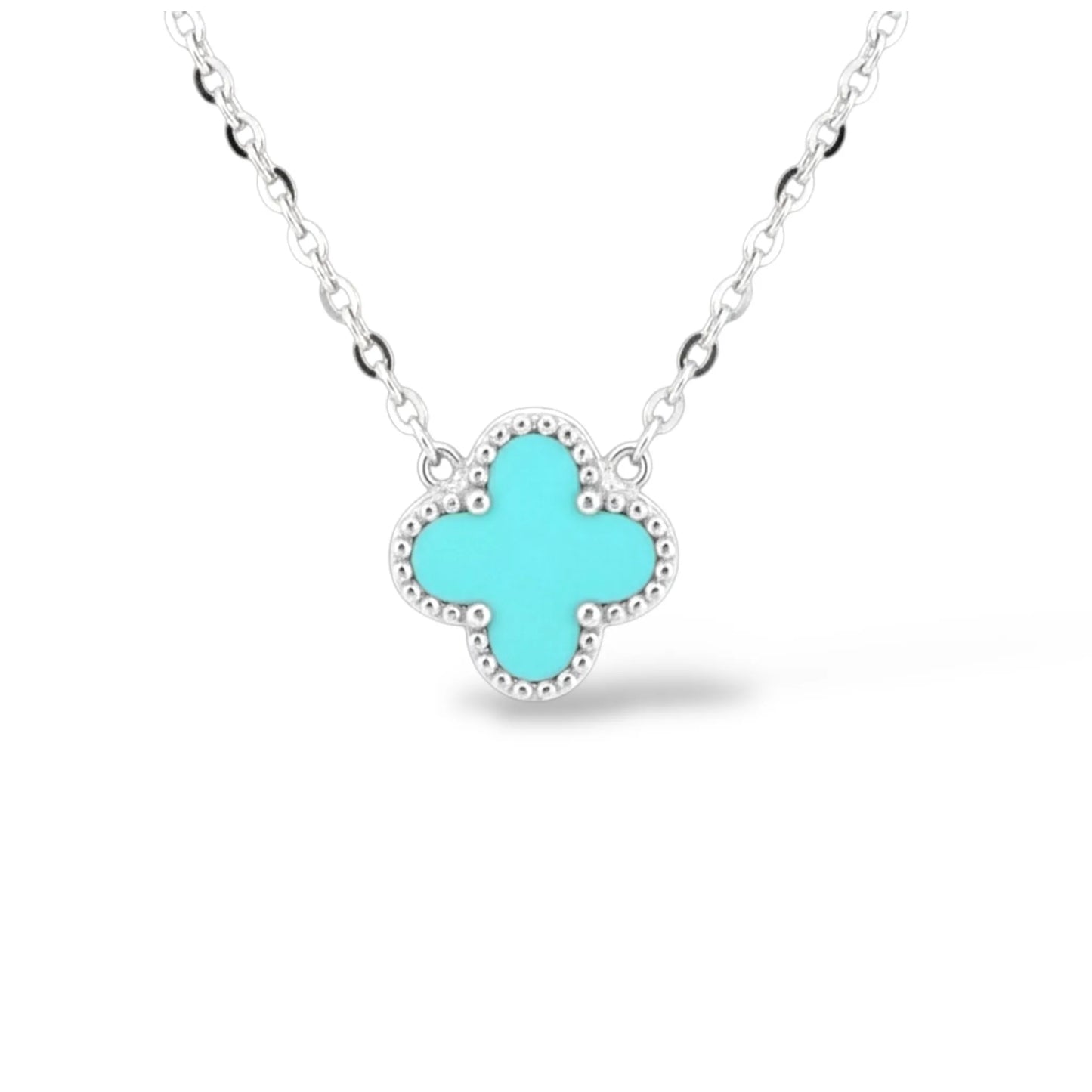 R3CEIVED Clover Necklace – Sky Blue Silver Edition