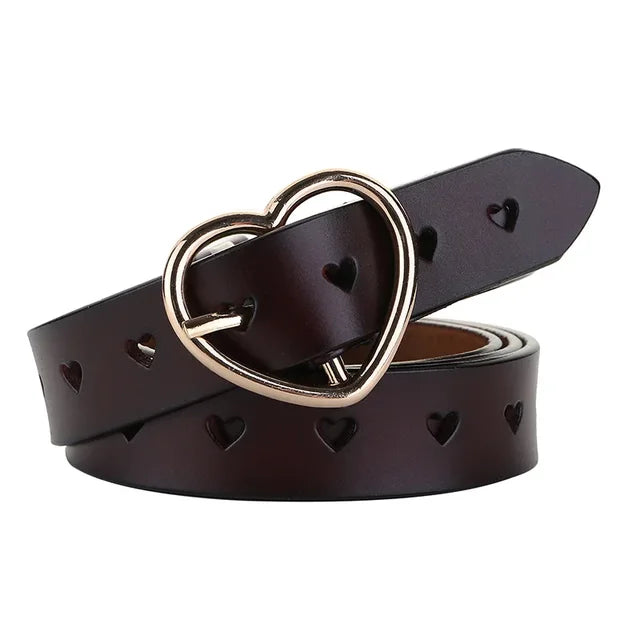 NEW! R3ceived Women's Genuine Leather Heart Buckle Belt - R3ceived