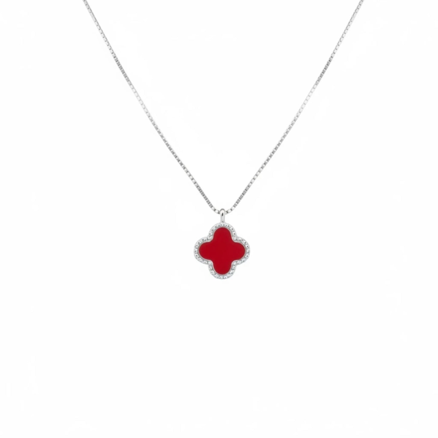 R3CEIVED Clover Necklace – Red Silver Edition