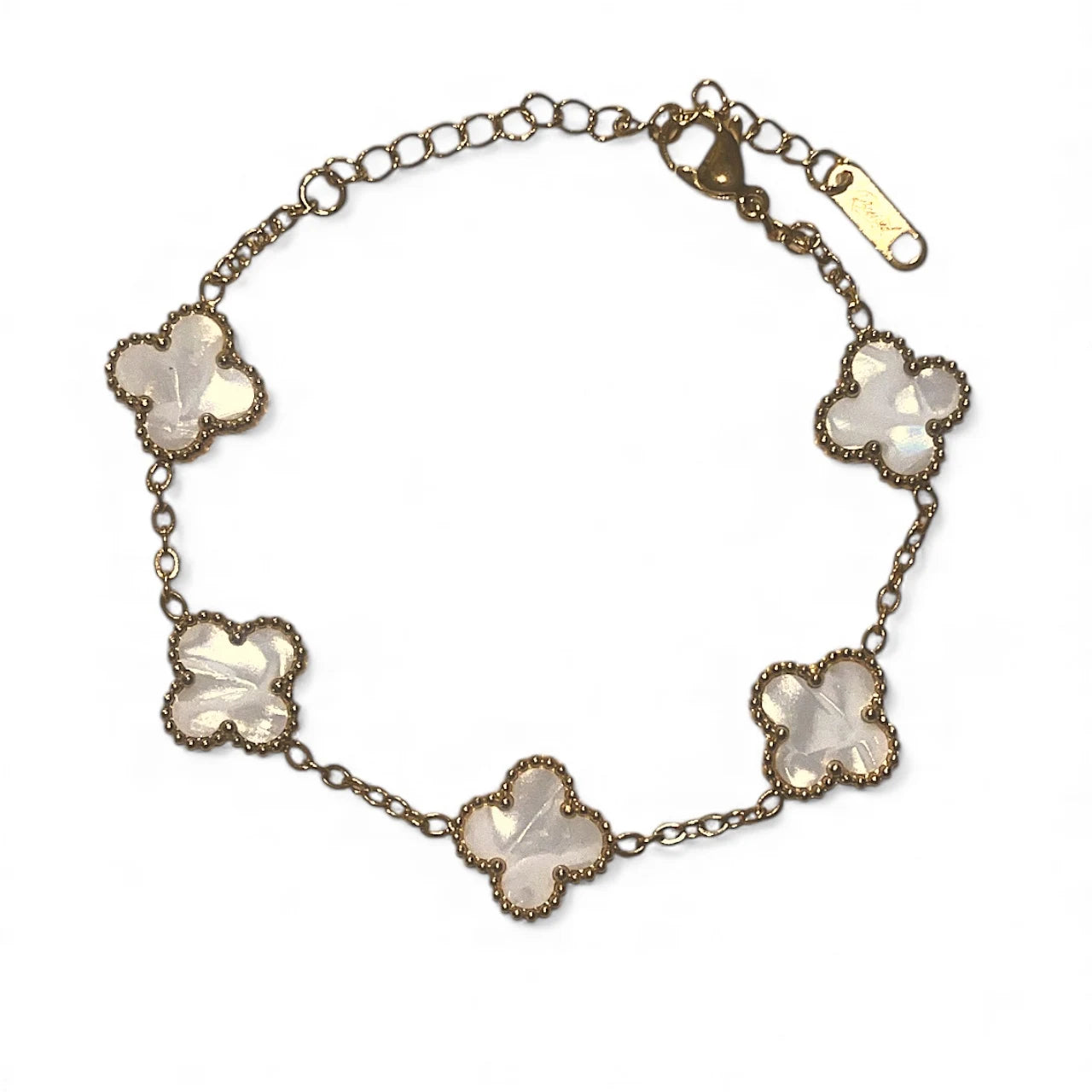 R3CEIVED 1-Clover Bracelet – Gold White Edition (18K Gold Plated)