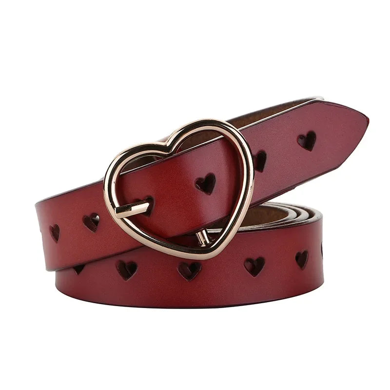 NEW! R3ceived Women's Genuine Leather Heart Buckle Belt - R3ceived