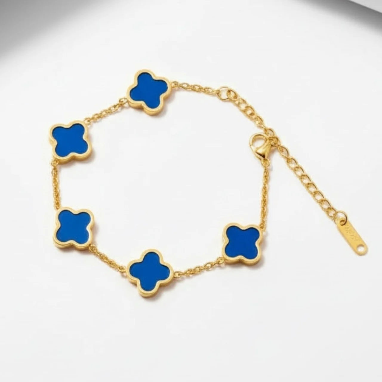 R3CEIVED 5-Clover Bracelet – Blue Edition (18K Gold Plated)