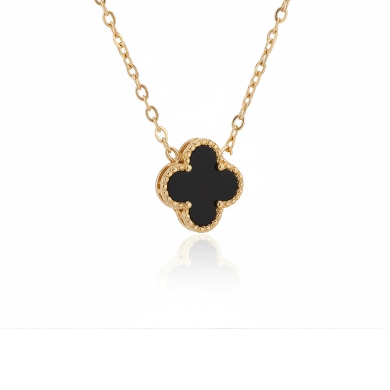 R3CEIVED Clover Necklace – Black Edition (Gold-Plated)