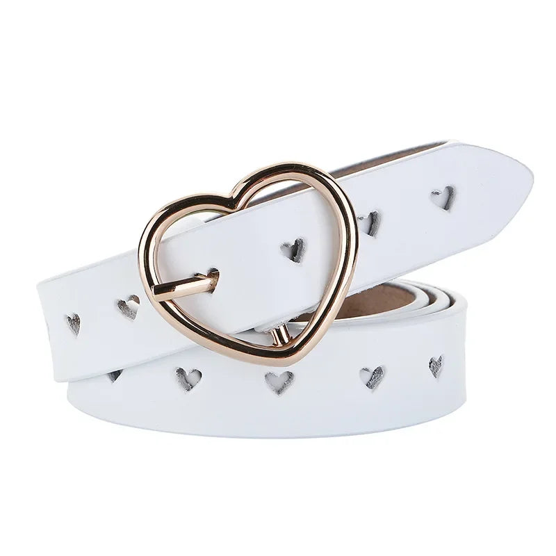 NEW! R3ceived Women's Genuine Leather Heart Buckle Belt - R3ceived