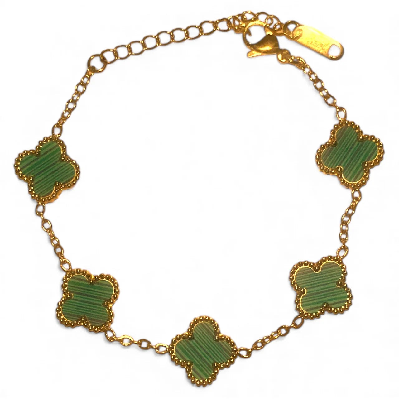 R3CEIVED 1-Clover Bracelet – Gold Green Edition (18K Gold Plated)