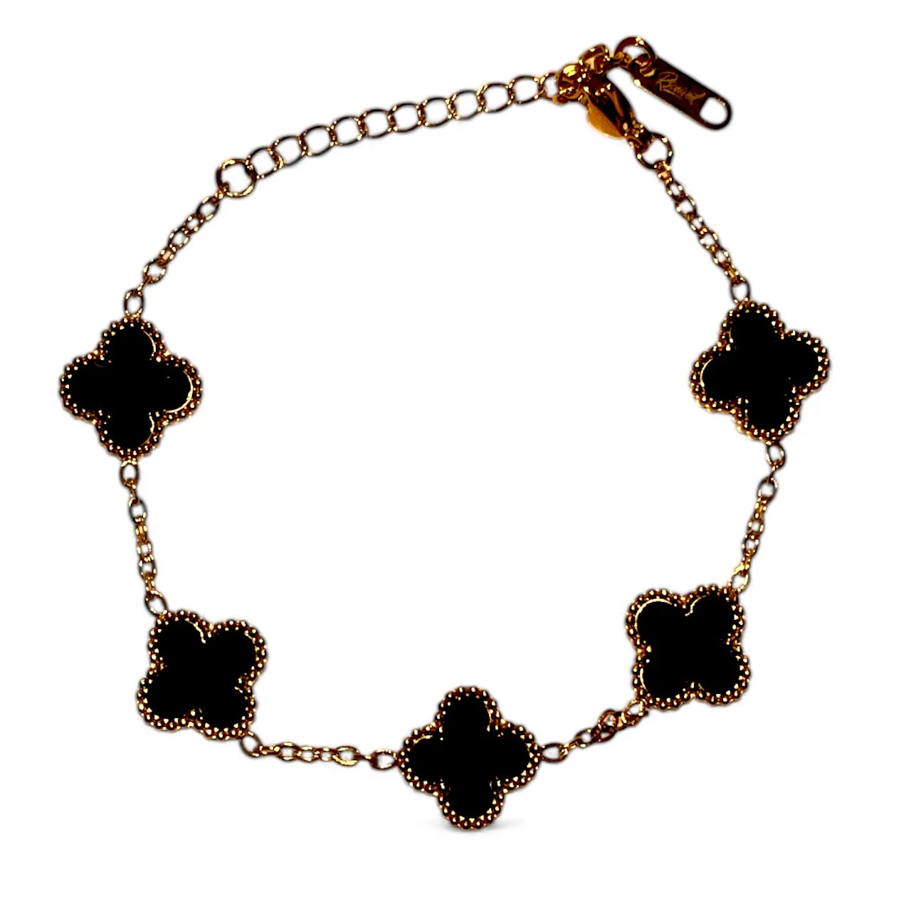 R3CEIVED 1-Clover Bracelet – Gold Black Edition (18K Gold Plated)