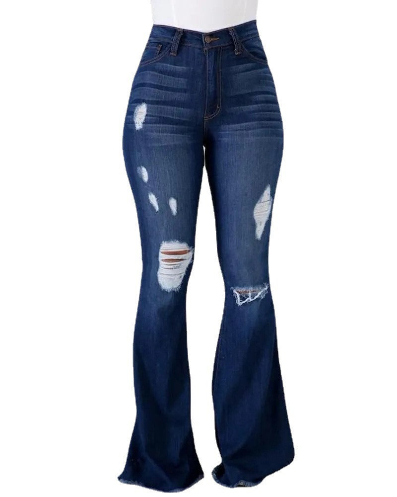 R3 New High Waist Ripped Flared stretch Jeans For Women Denim - R3ceived