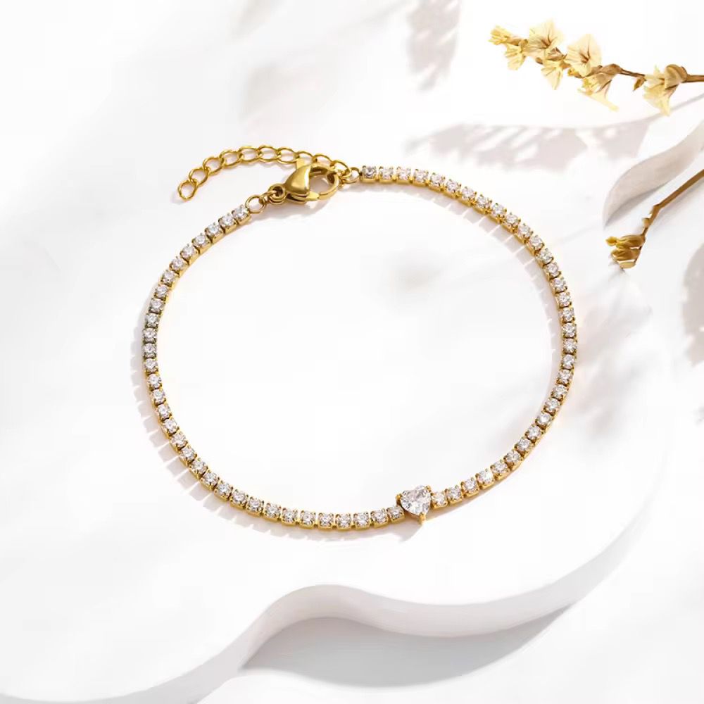 Aurora Tennis Bracelet · Gold White Edition ✨🤍