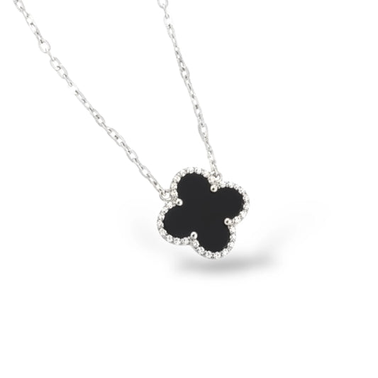 R3CEIVED Clover Necklace – Black Silver Edition