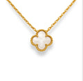 R3CEIVED lucky Clover Necklace – White Edition