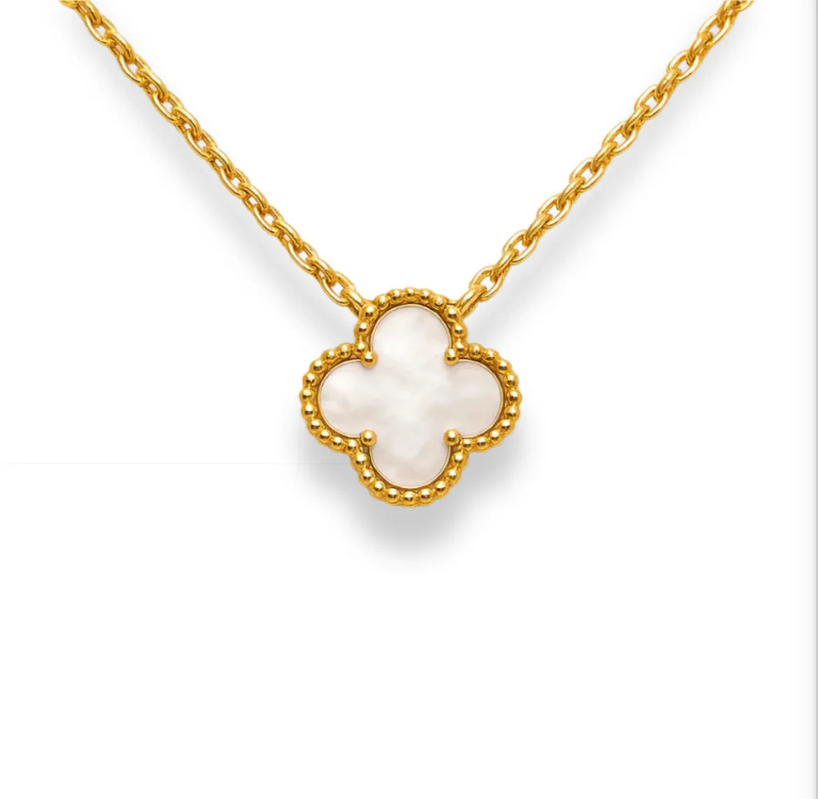 R3CEIVED lucky Clover Necklace – White Edition