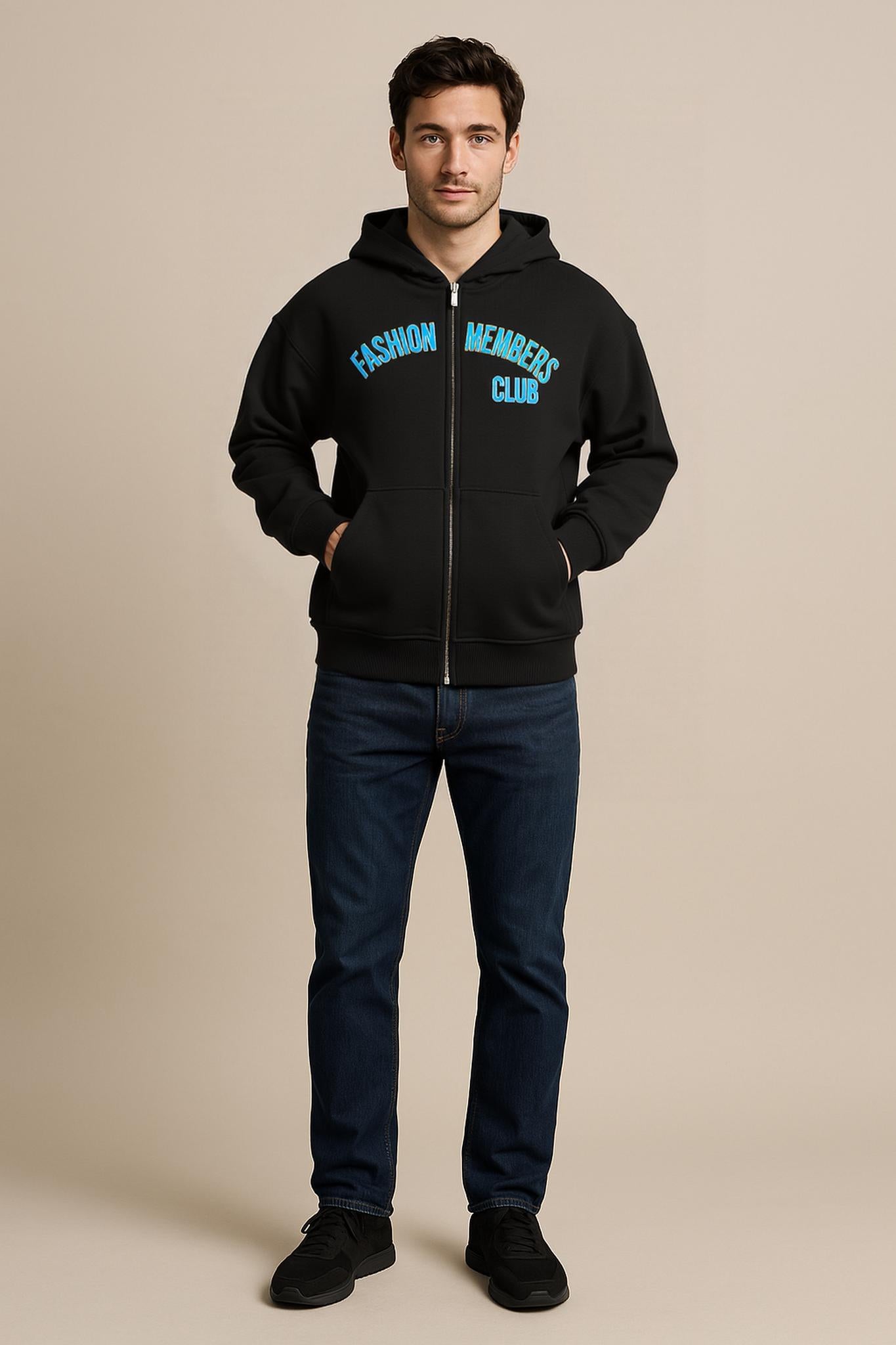The Fashion Members Club Zipper Hoodie (Oversized) by R3CEIVED (Limited)Price Silver Sky blue