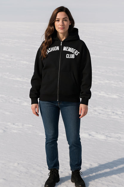 The Fashion Members Club Zipper Hoodie (Oversized) by R3CEIVED (Limited)Price, Silver white