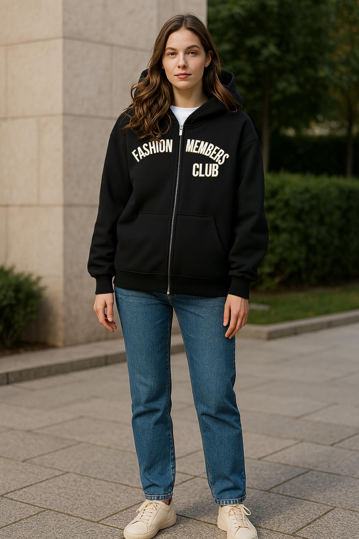 The Fashion Members Club Zipper Hoodie (Oversized) by R3CEIVED (Limited)Price, Gold white