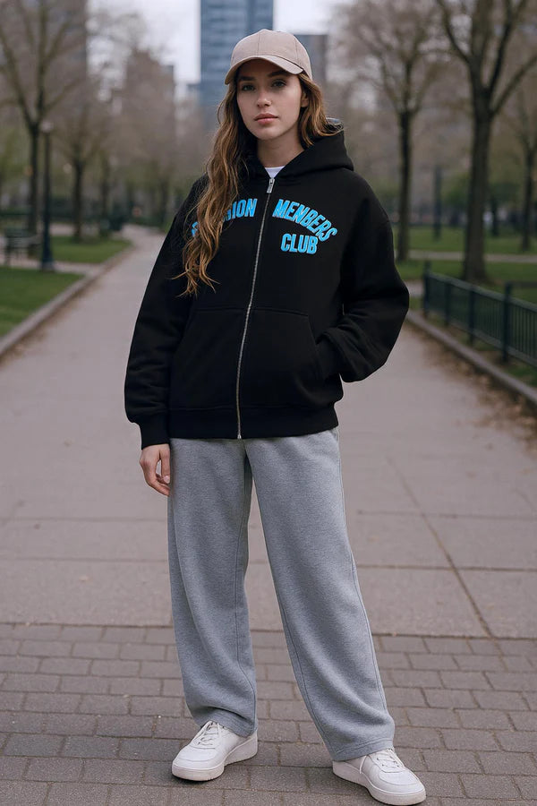 R3CEIVED Fashion Members Club – Silver/Sky Blue Signature Combo Set (Hoodie, Sweatpants & Cap)