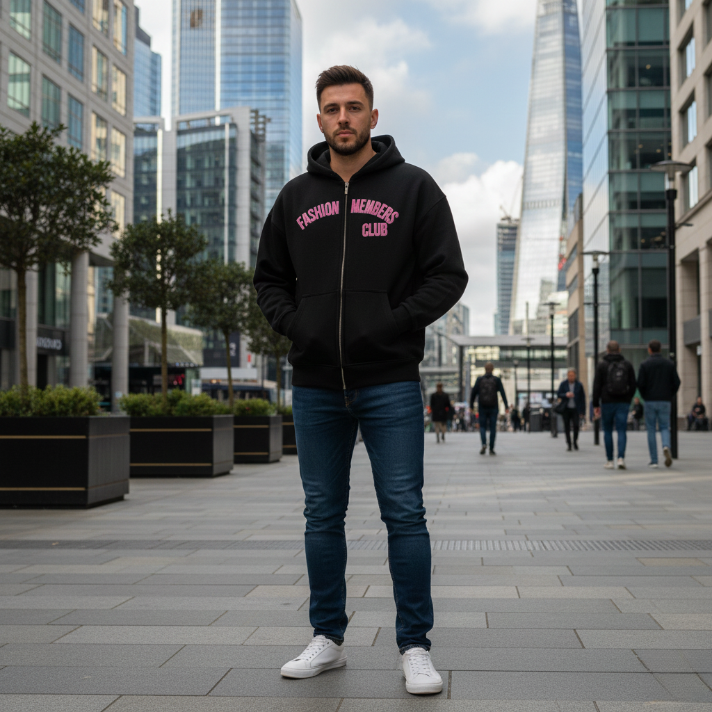 The Fashion Members Club Zipper Hoodie (Oversized) by R3CEIVED (Limited)Price, Pink Silver