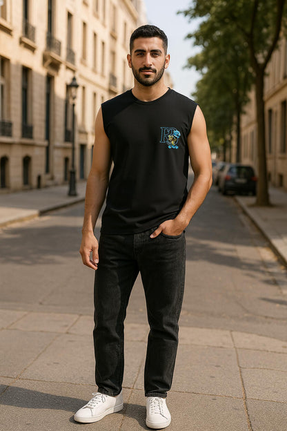 Beauty and the Rose – Sky Blue  white Stardust Edition (Sleeveless Oversized Tee)