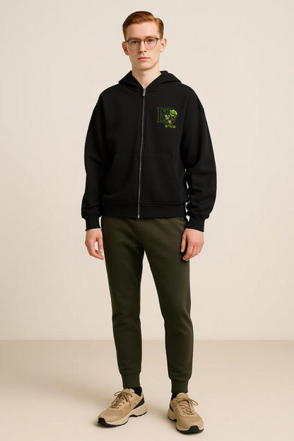 Beauty and the Rose – Green Rose Edition Zipper Hoodie by R3CEIVED "Fashion Members Club edition.