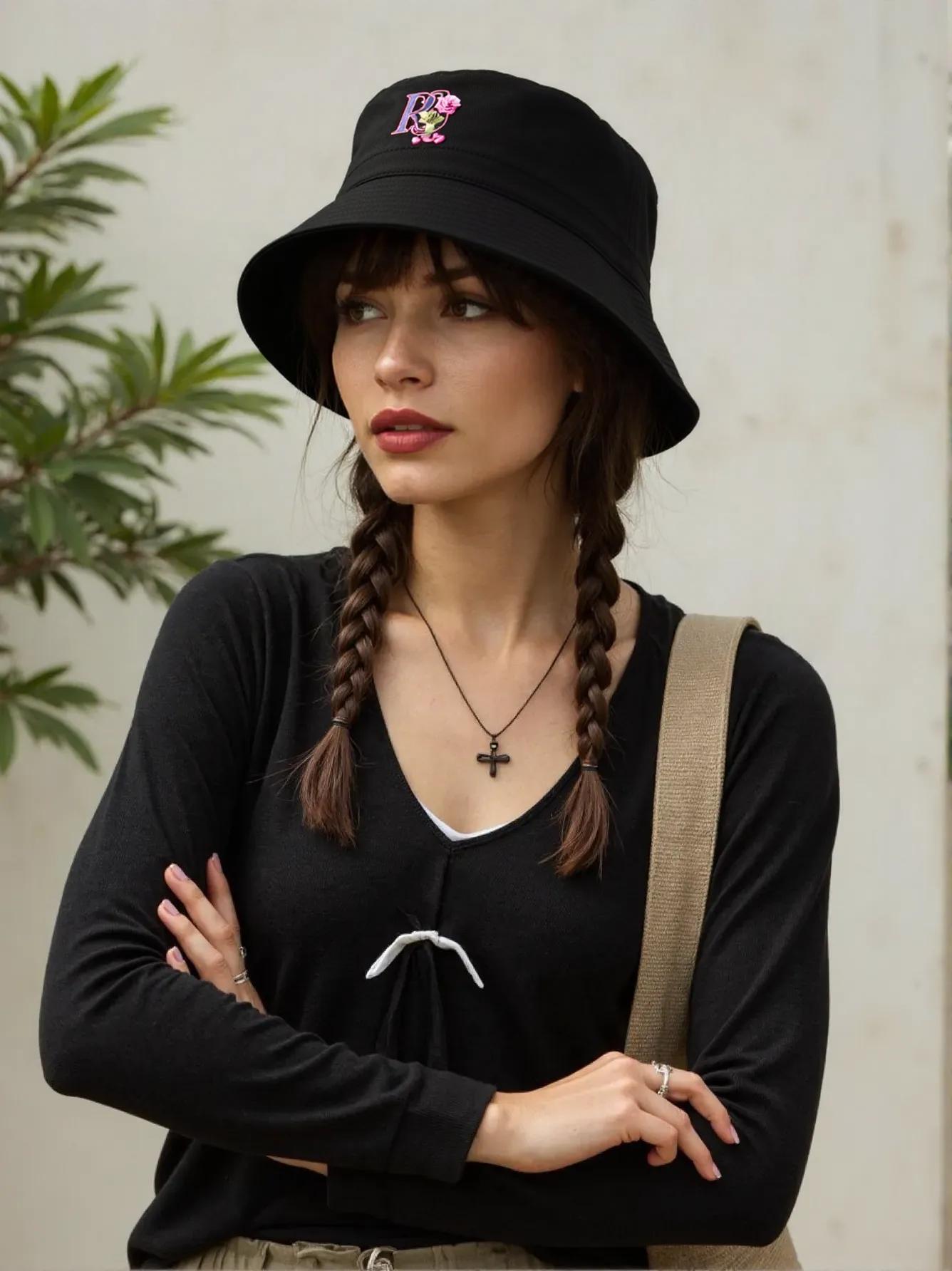 Black Bucket Hat – The Beauty & The Rose Edition (Pink)