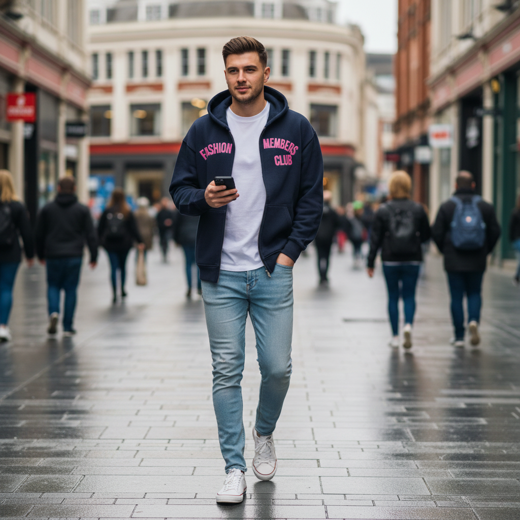 The Fashion Members Club Zipper Hoodie (Oversized) by R3CEIVED  (Limited)Price, Silver pink