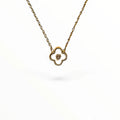 R3CEIVED lucky Clover Diamond Necklace – White Edition