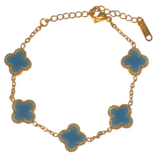 R3CEIVED 1-Clover Bracelet – Gold Blue Edition (18K Gold Plated)