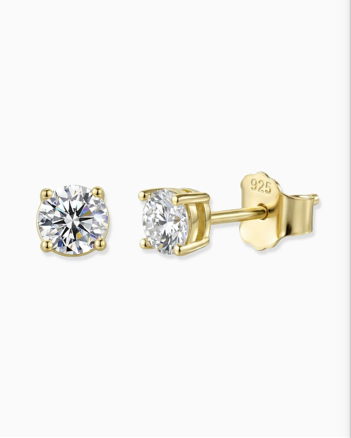 Kristallen Diamanten Oorknopjes — Goudkleurig