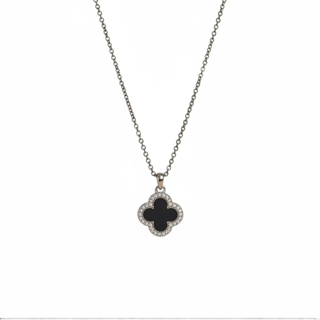R3CEIVED Omkeerbare klavertjevier ketting – Zilveren editie