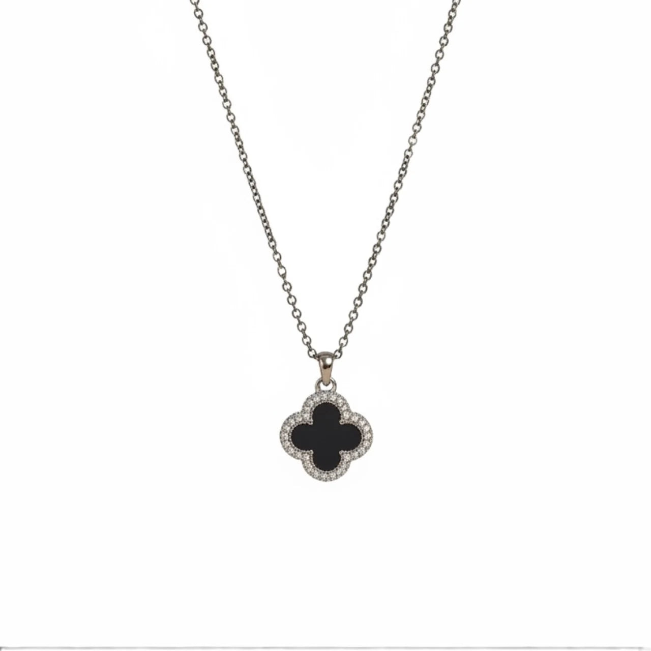 R3CEIVED Omkeerbare klavertjevier ketting – Zilveren editie