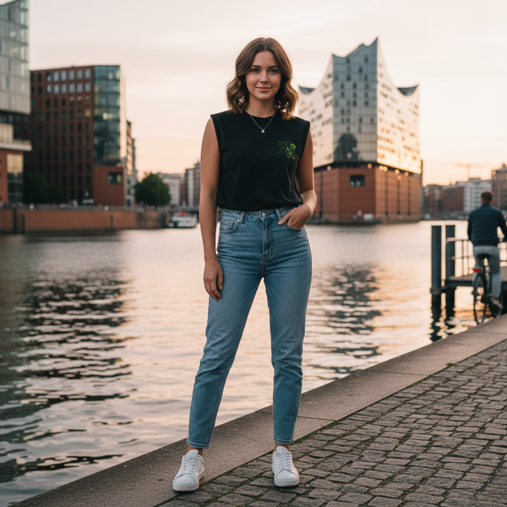 Schoonheid en de Roos – Green Rose starrdust Editie (Mouwloze Oversized Tee)
