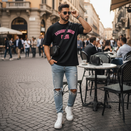 Fashion Members CLub oversized t shirt (Silver Pink)