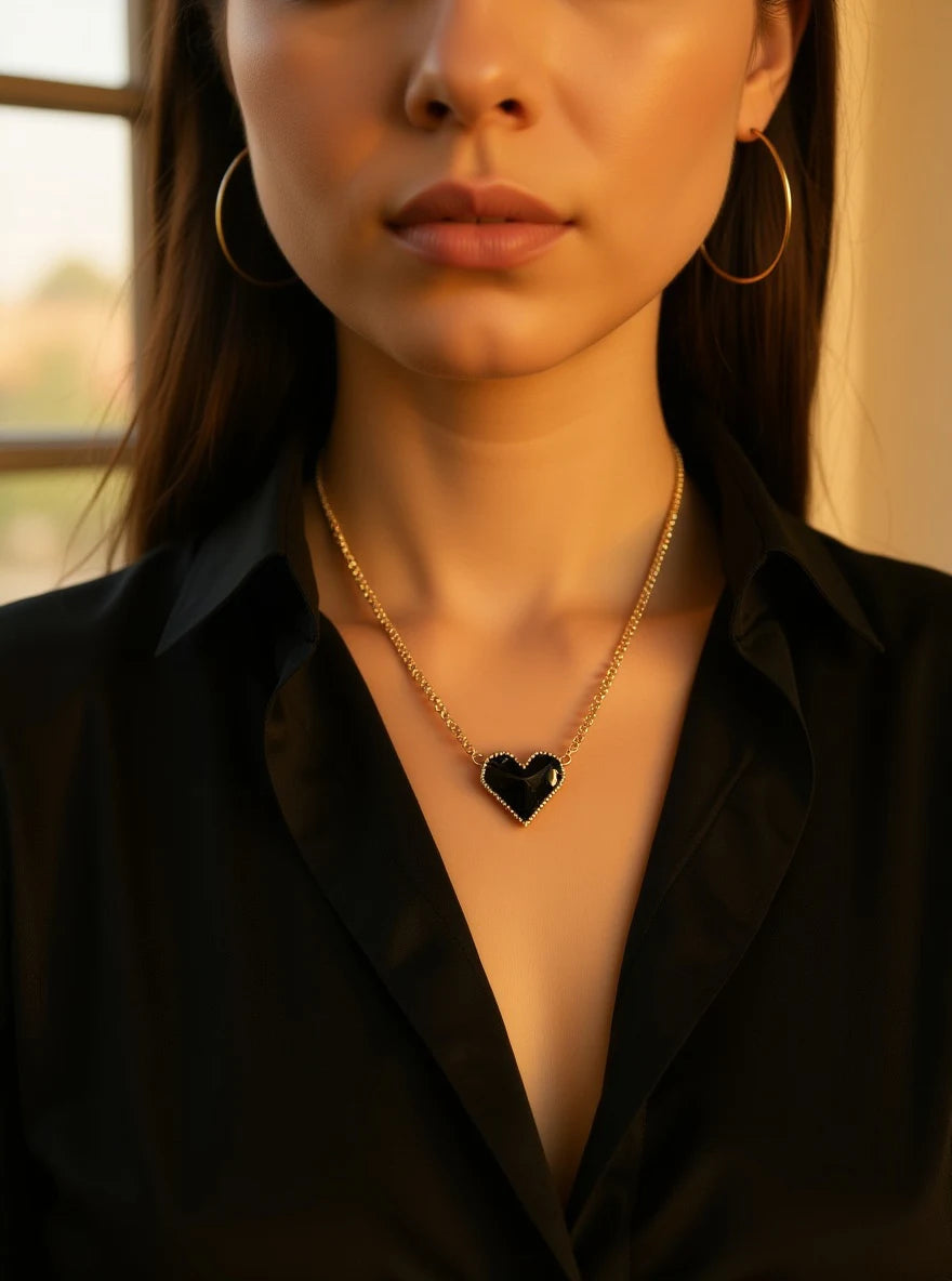 R3CEIVED “From R3ceived With Love” Heart Necklace – Black Edition