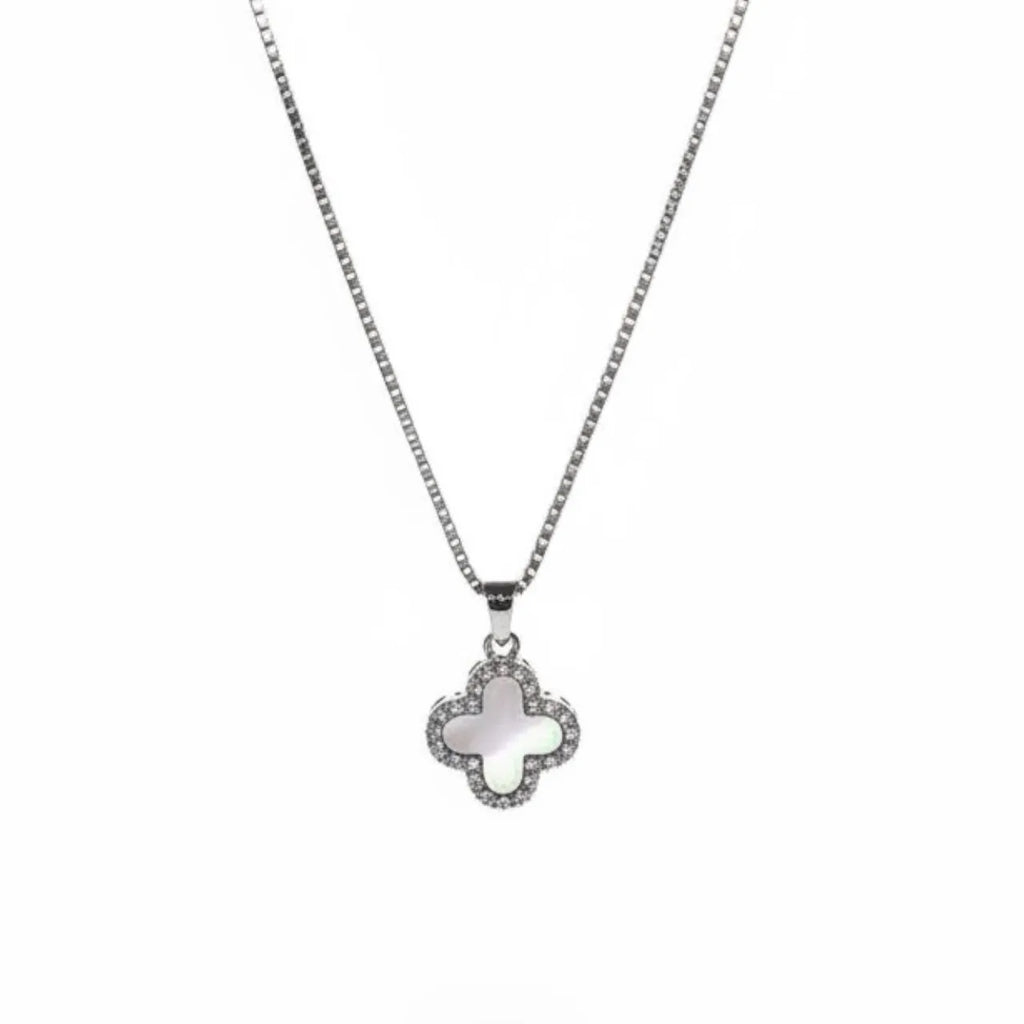 R3CEIVED Omkeerbare klavertjevier ketting – Zilveren editie