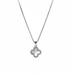 R3CEIVED Omkeerbare klavertjevier ketting – Zilveren editie
