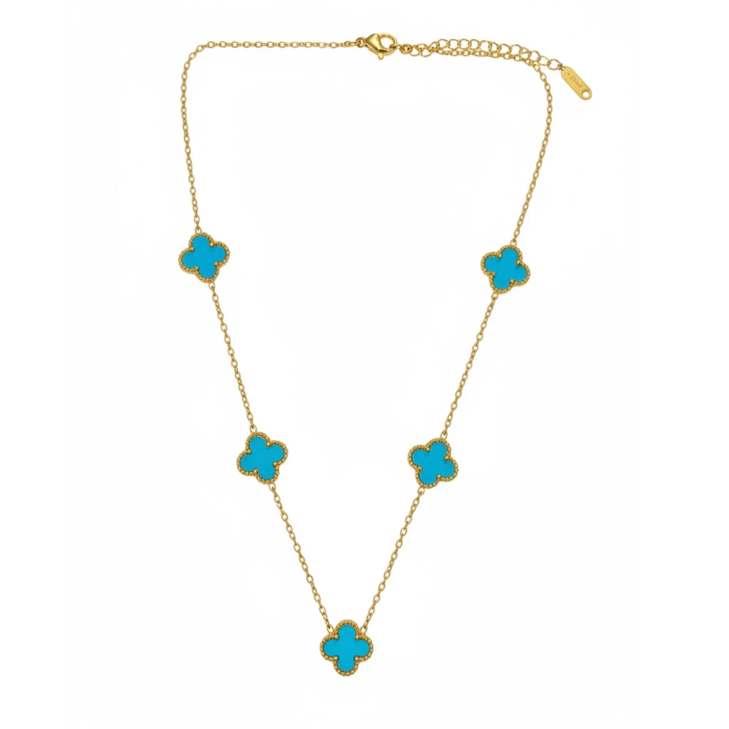 R3CEIVED Lucky Klavertje Vier Ketting – Hemelsblauwe Editie