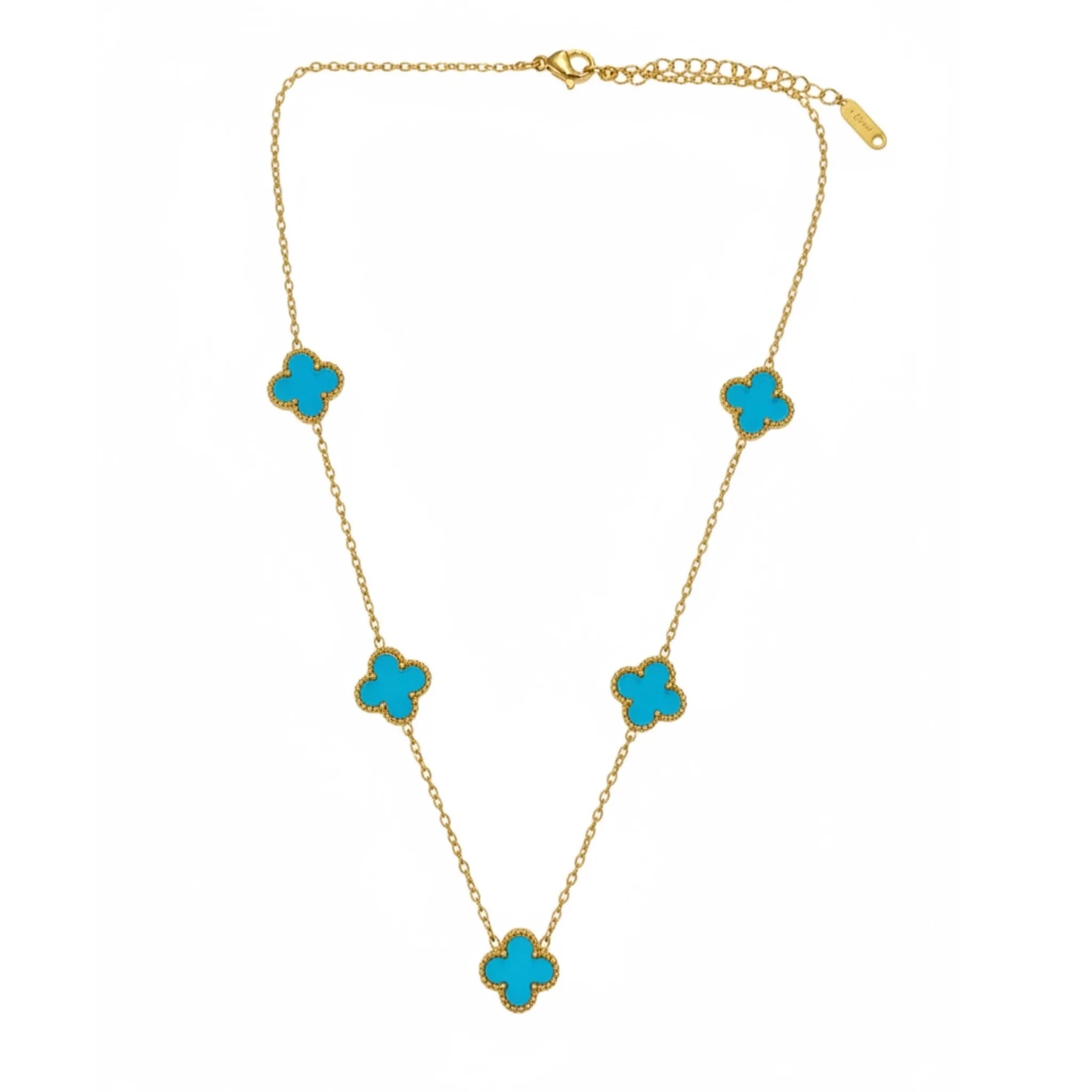 R3CEIVED Lucky Klavertje Vier Ketting – Hemelsblauwe Editie