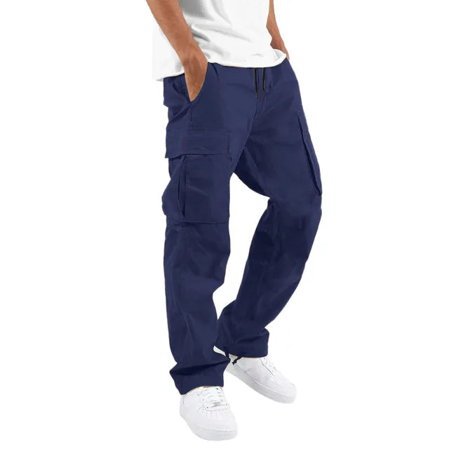 New R3 straight casual workwear pants with drawstring and multiple pockets for casual wear - R3ceived