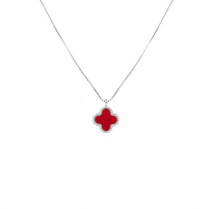 R3CEIVED Clover Necklace – Red Silver Edition