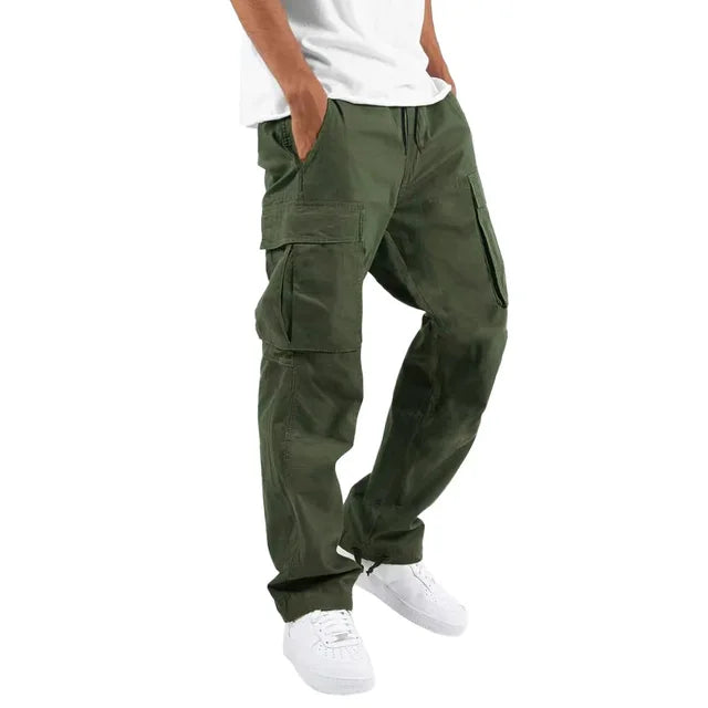 New R3 straight casual workwear pants with drawstring and multiple pockets for casual wear - R3ceived