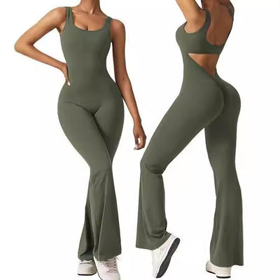 R3 Women's sleeveless flared jumpsuit sexy backless R3ceived