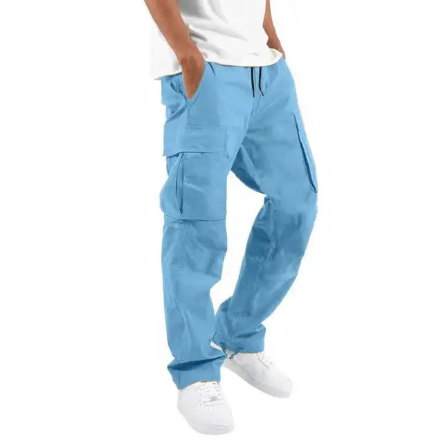 New R3 straight casual workwear pants with drawstring and multiple pockets for casual wear - R3ceived