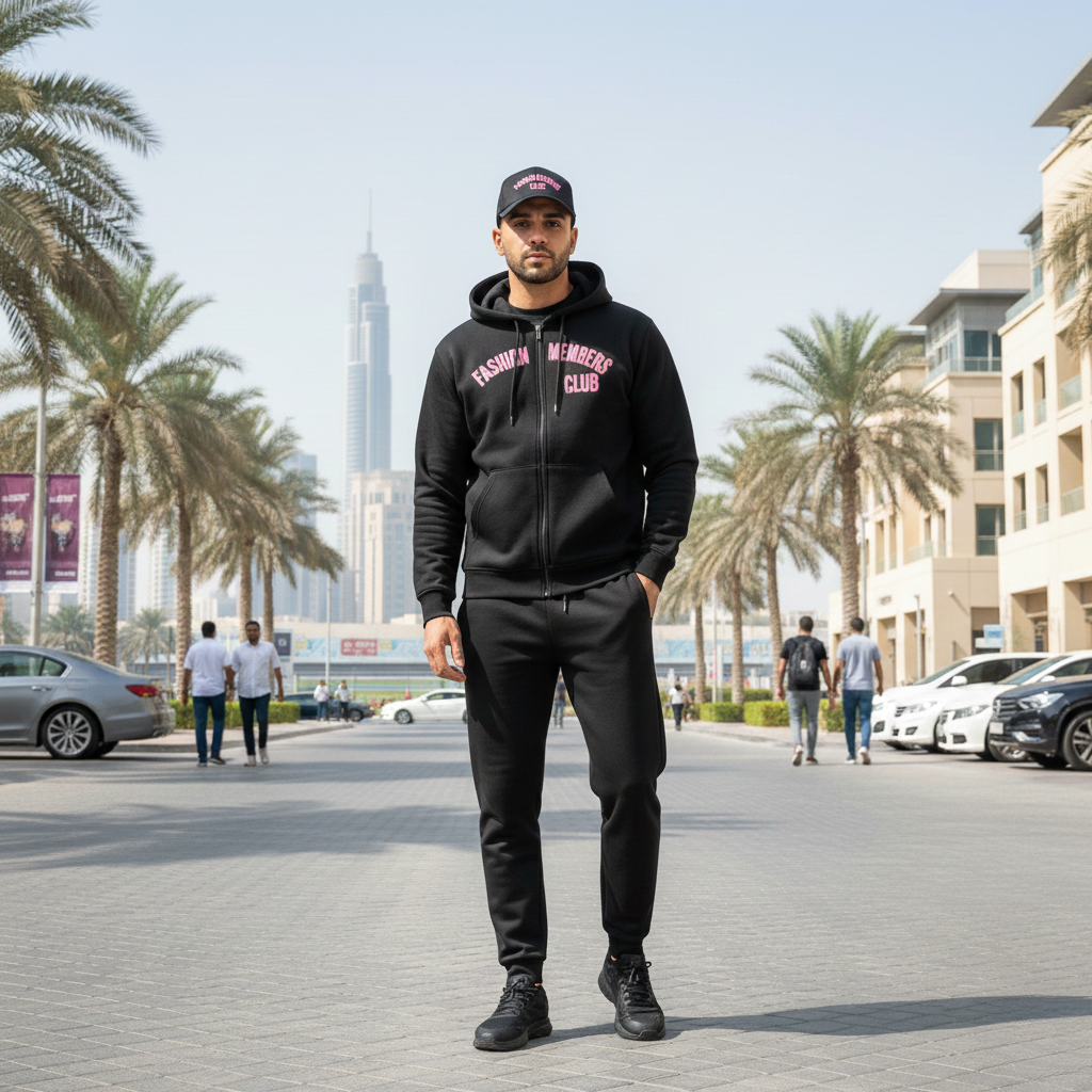 R3CEIVED Fashion Members Club – Silver/Pink Signature Combo Set (Hoodie, Sweatpants & Cap)