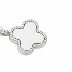 R3CEIVED lucky double sided Clover Necklace – Black White Silver Edition