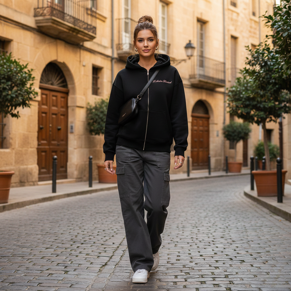 L’Atelier R3CEIVED Paris Oversized Zipper Hoodie Rose Gold
