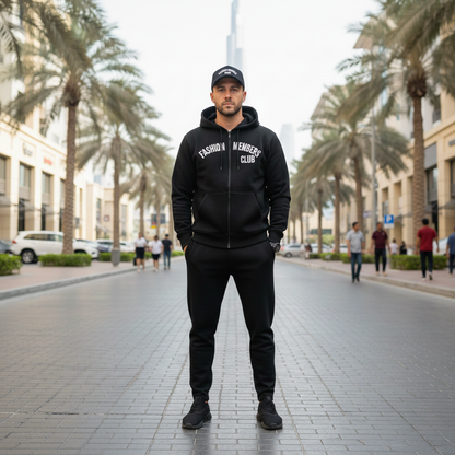 R3CEIVED Fashion Members Club – Silver/White Signature Combo Set (Hoodie, Sweatpants & Cap)