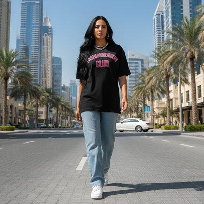 Fashion Members CLub oversized t shirt (Silver Pink)