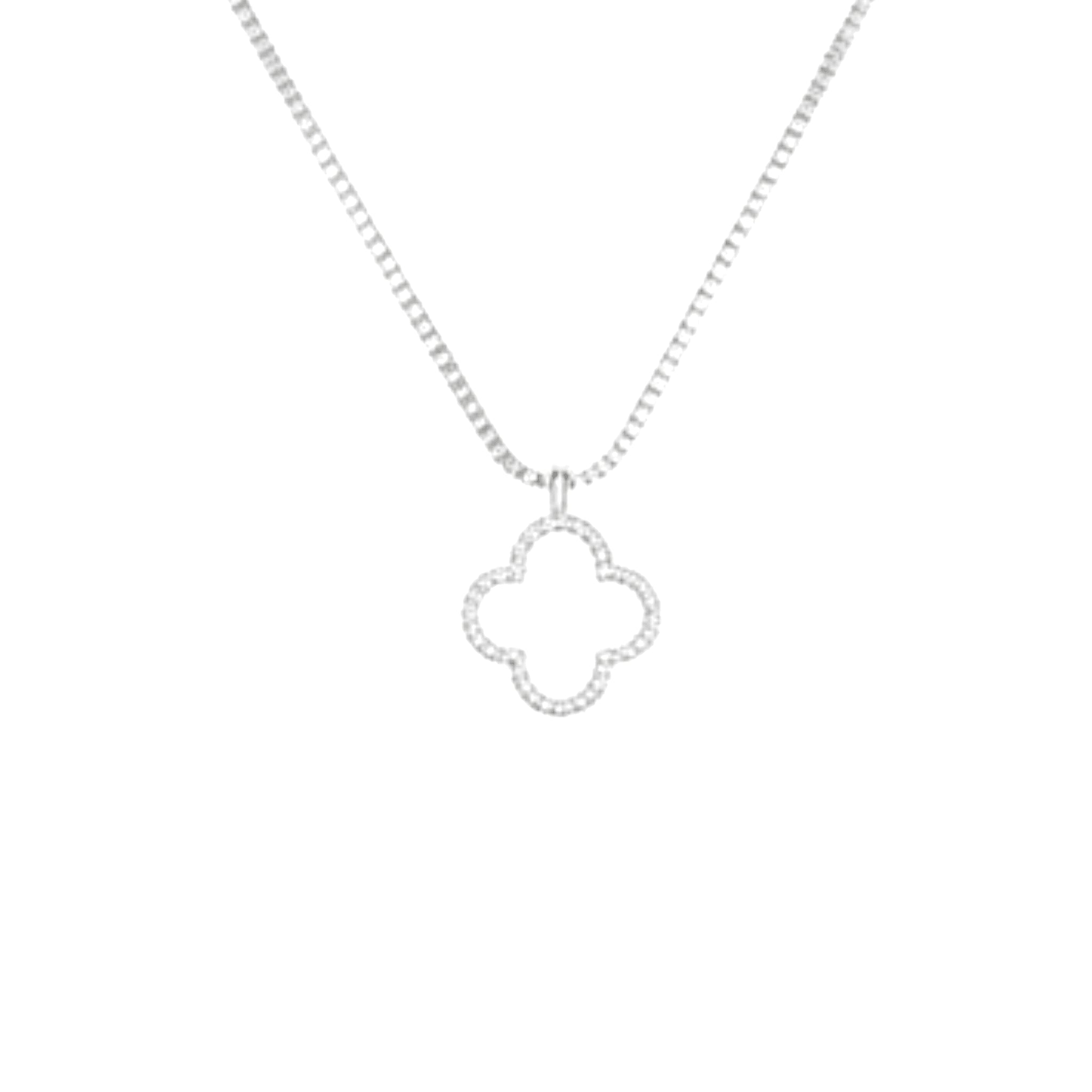 R3CEIVED lucky double sided Clover Necklace – Black White Silver Edition