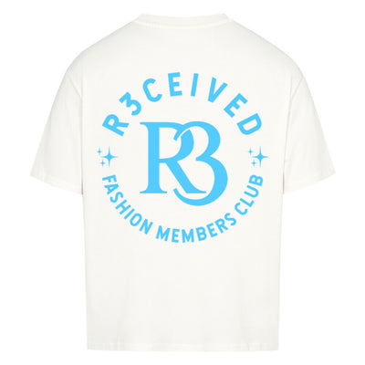 R3ceived Oversized Monogram T Shirt- Sky Blue logo fashion Members club Collection