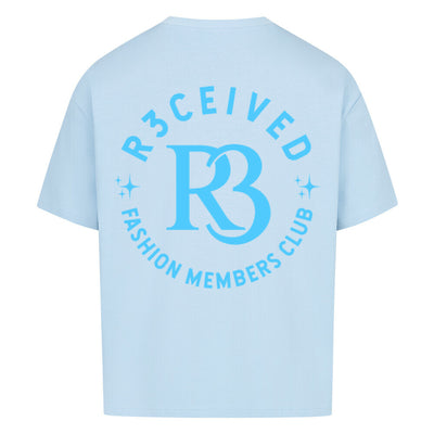 R3ceived Oversized Monogram T Shirt- Sky Blue logo fashion Members club Collection